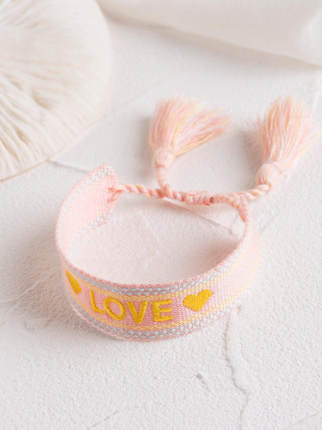 Embroidered Love Friendship Bracelet with Tassels