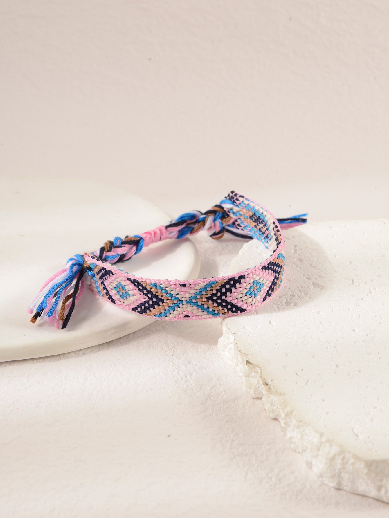 Multi-Color Embellished Pattern Woven Friendship Bracelet