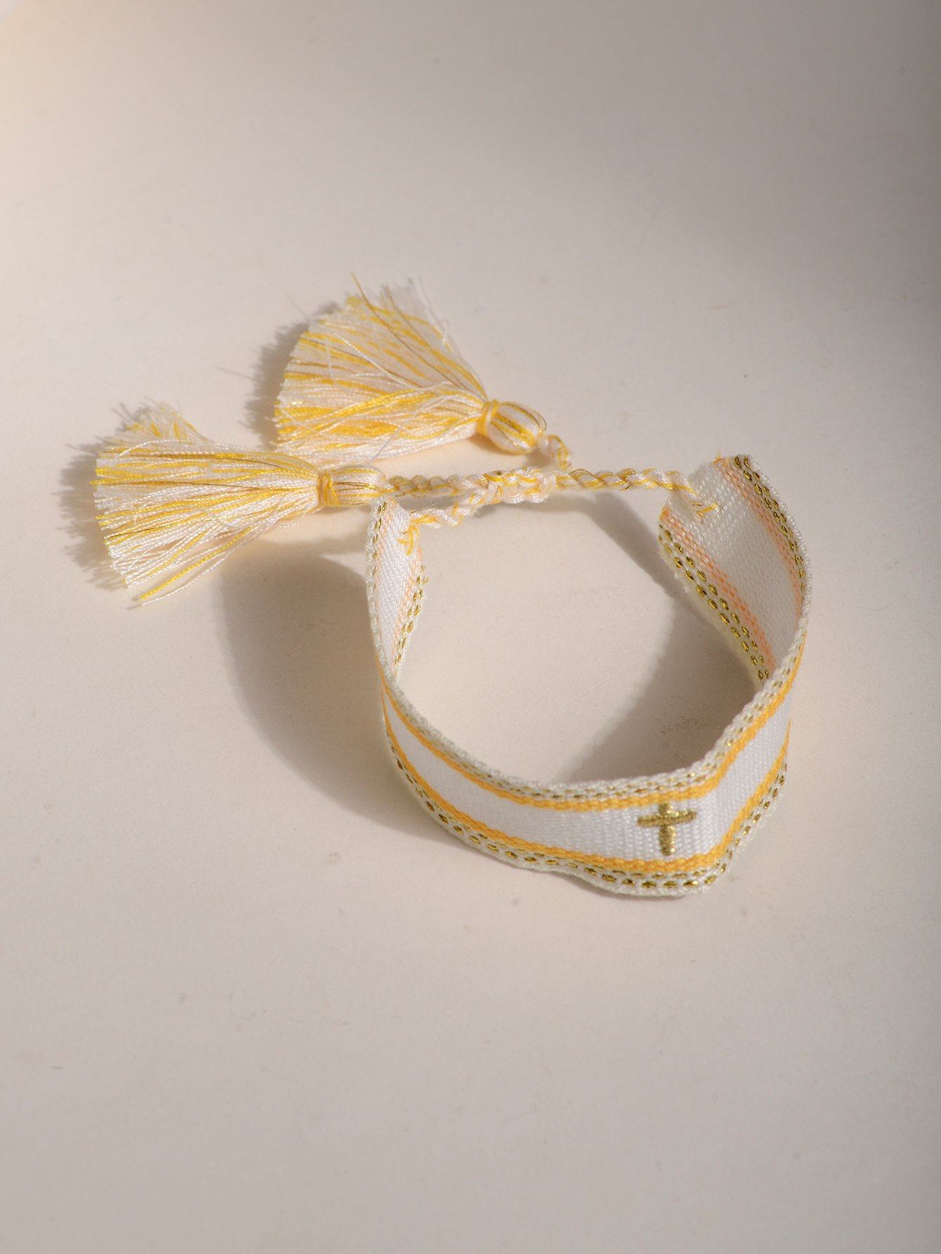Embroidered Cross Stretch Bracelet