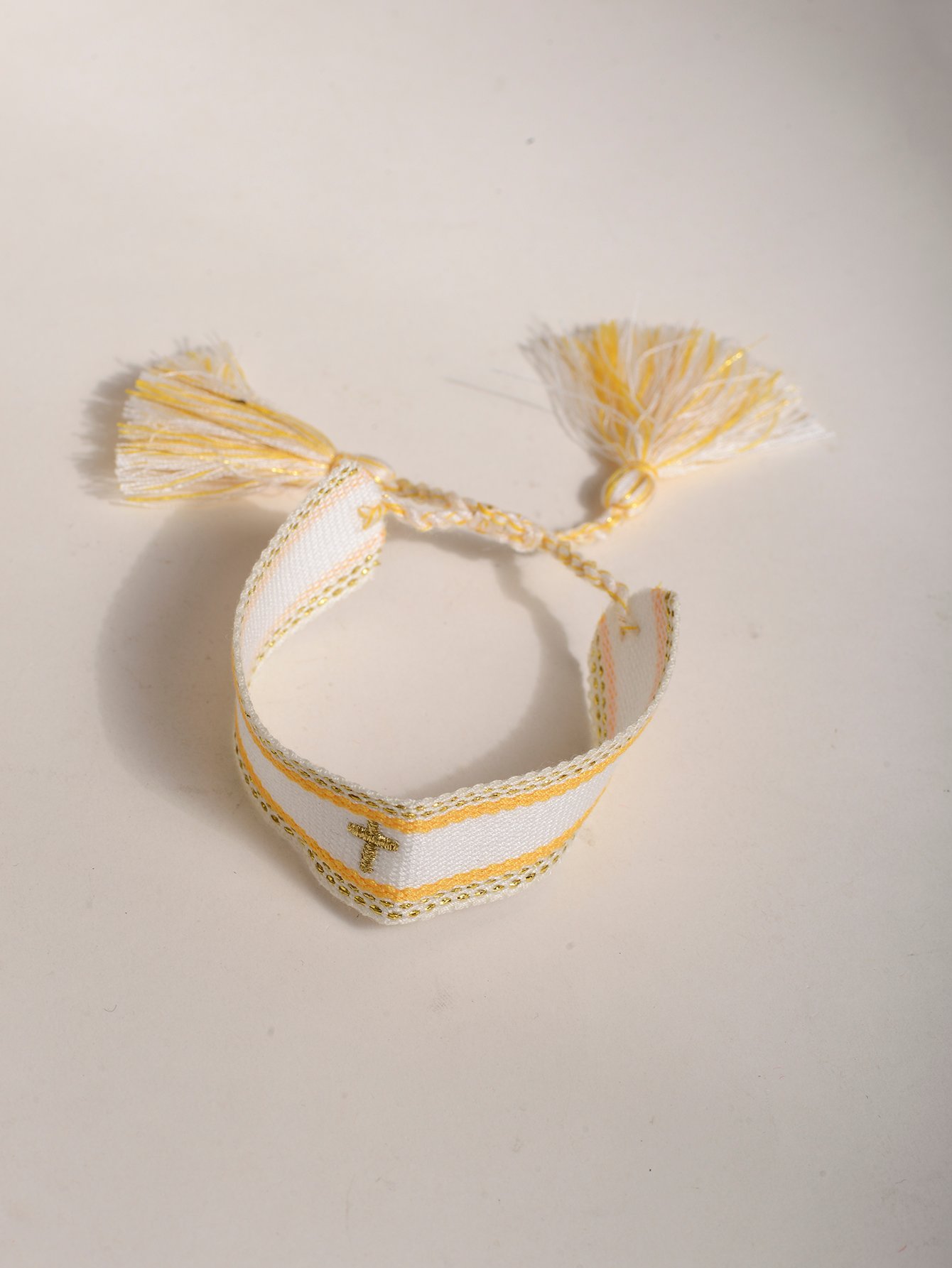 Embroidered Cross Stretch Bracelet