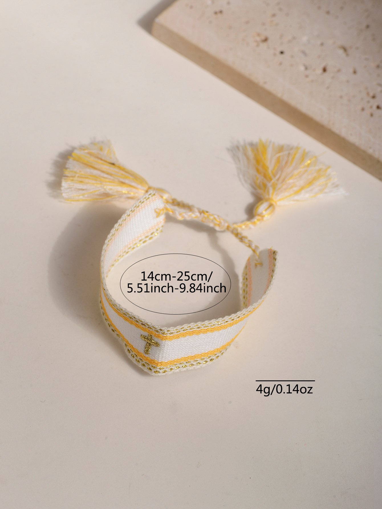 Embroidered Cross Stretch Bracelet