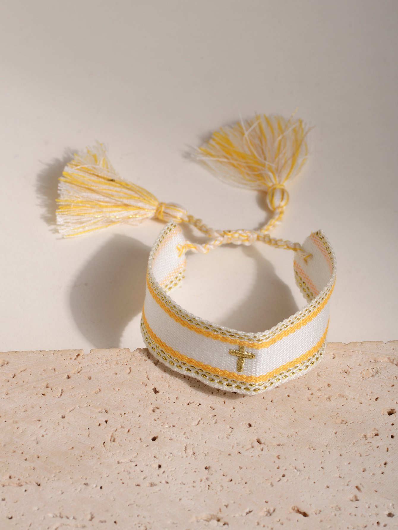 Embroidered Cross Stretch Bracelet