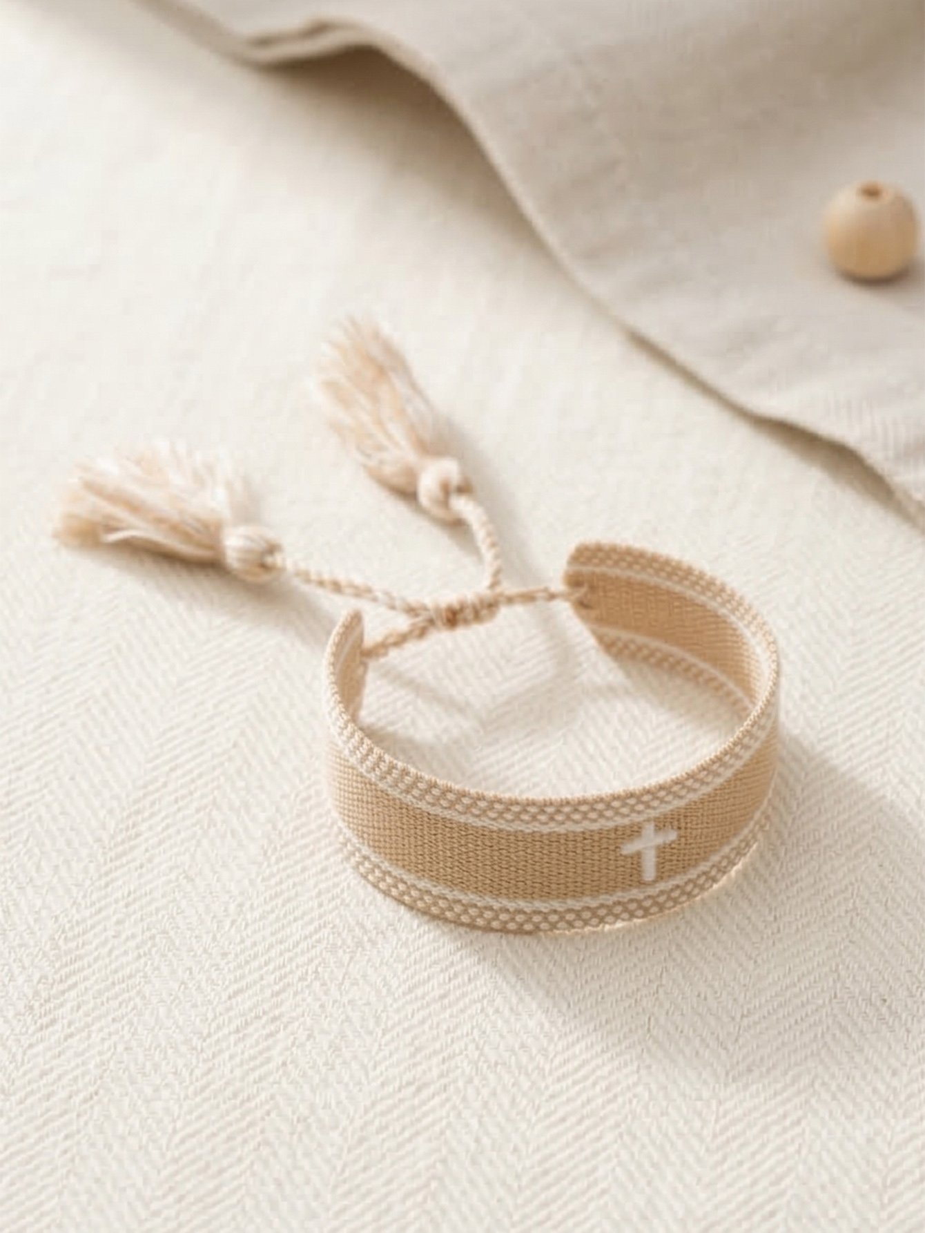 Embroidered Cross Bangle Bracelet