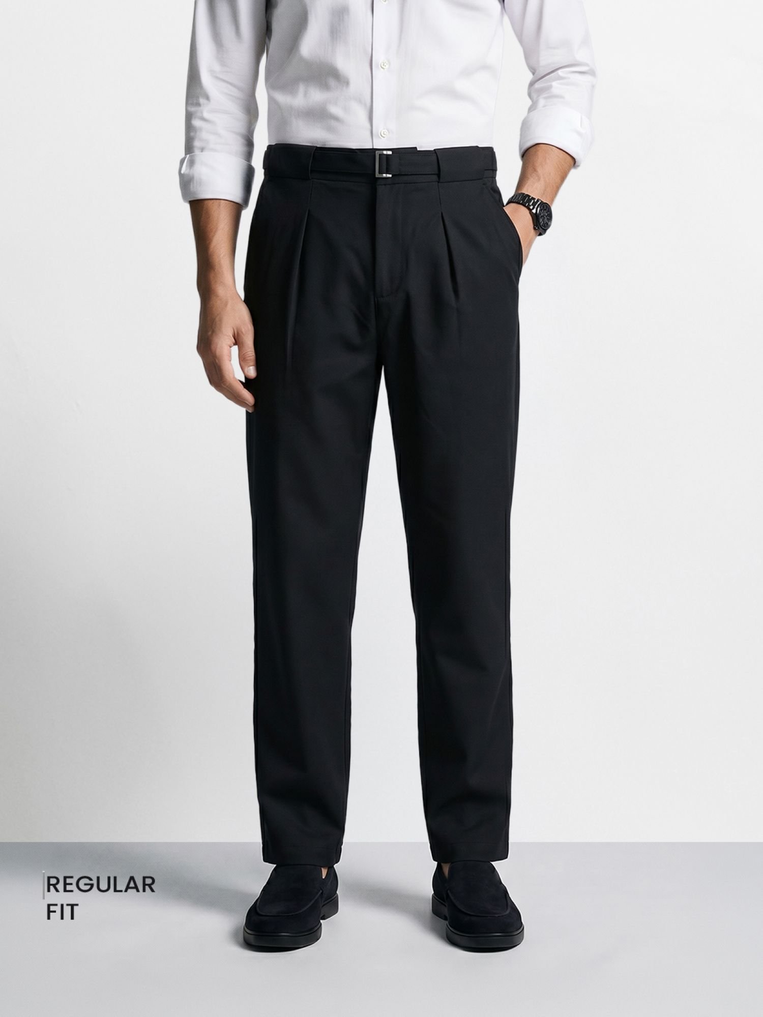 Men Regular Fit Solid Trousers