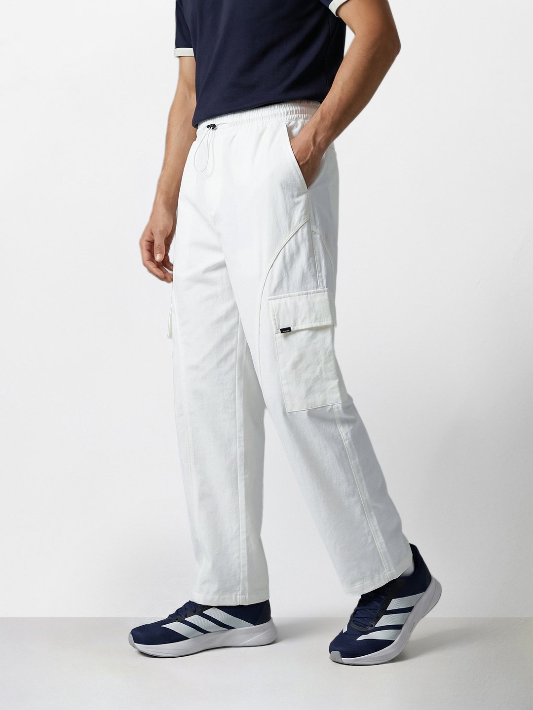 Men Baggy Cargo Fit Solid Cargo