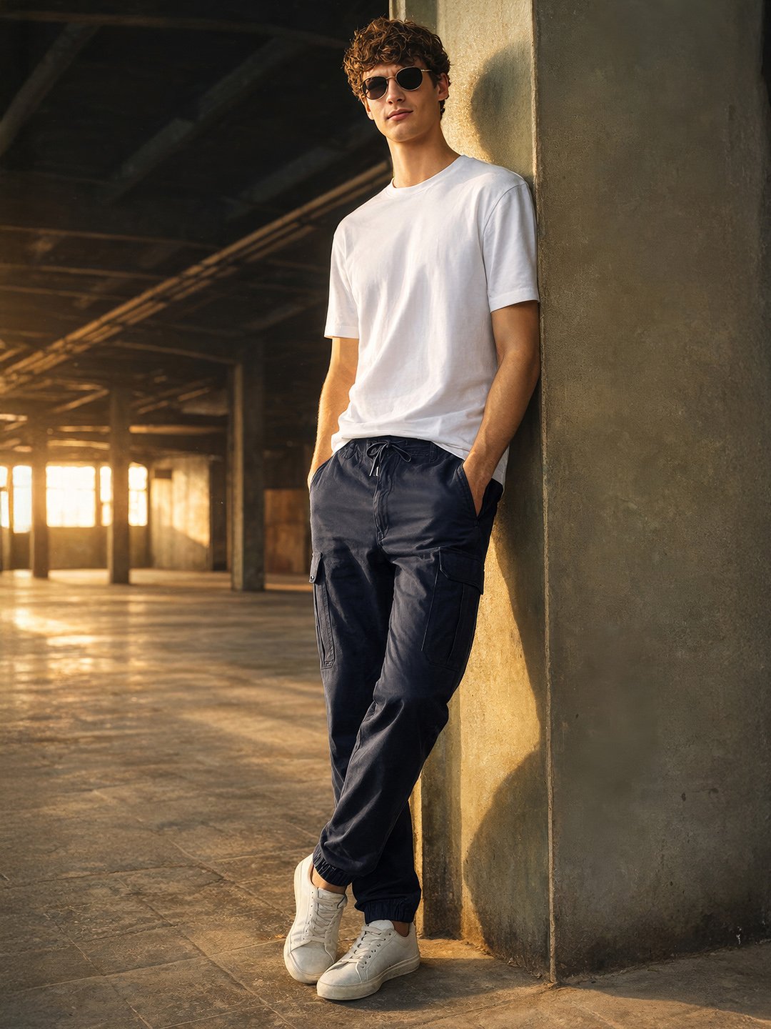 Men Regular Fit Solid Cargo Joggers