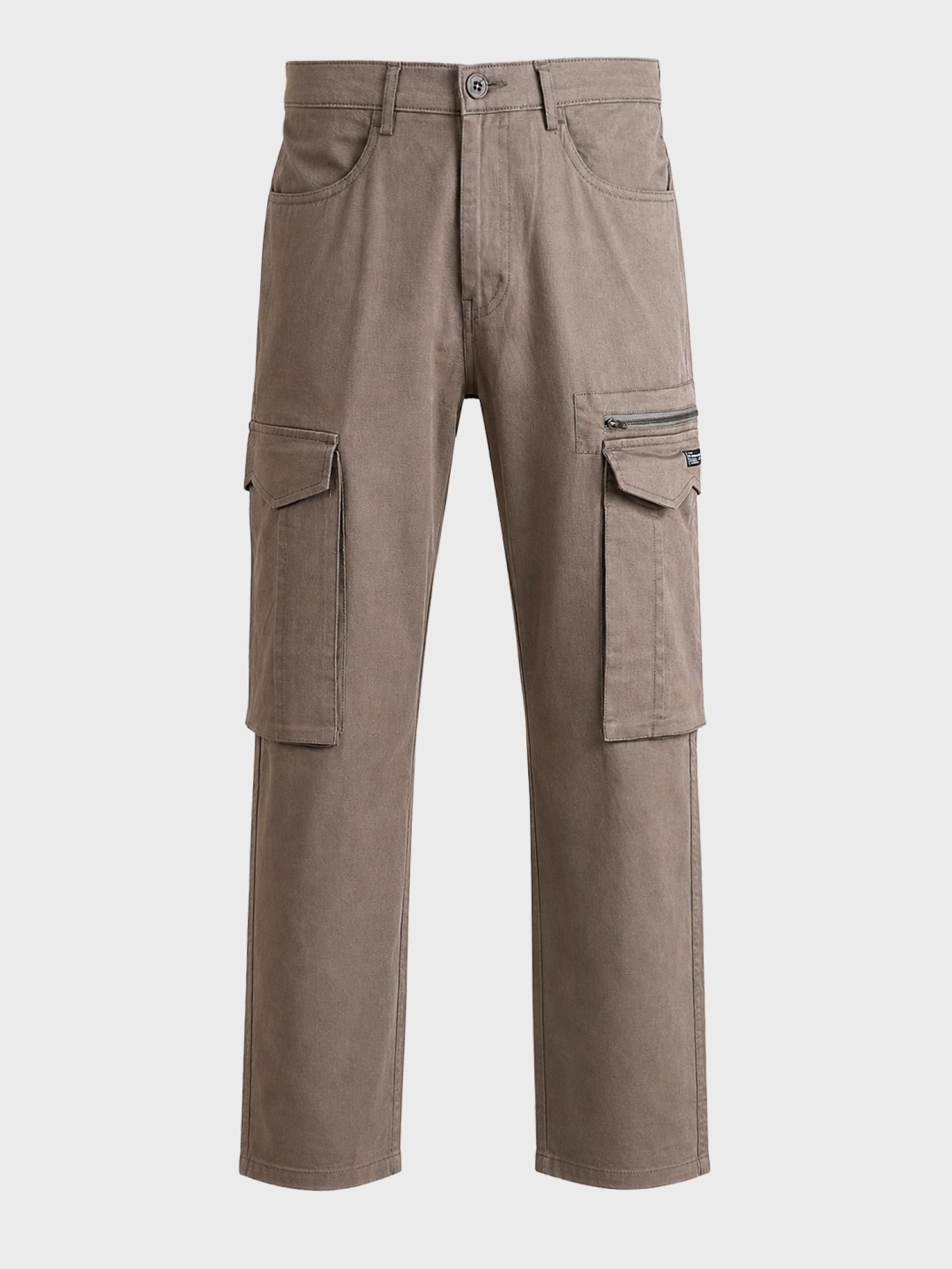 Men Relaxed Fit Solid Cargo