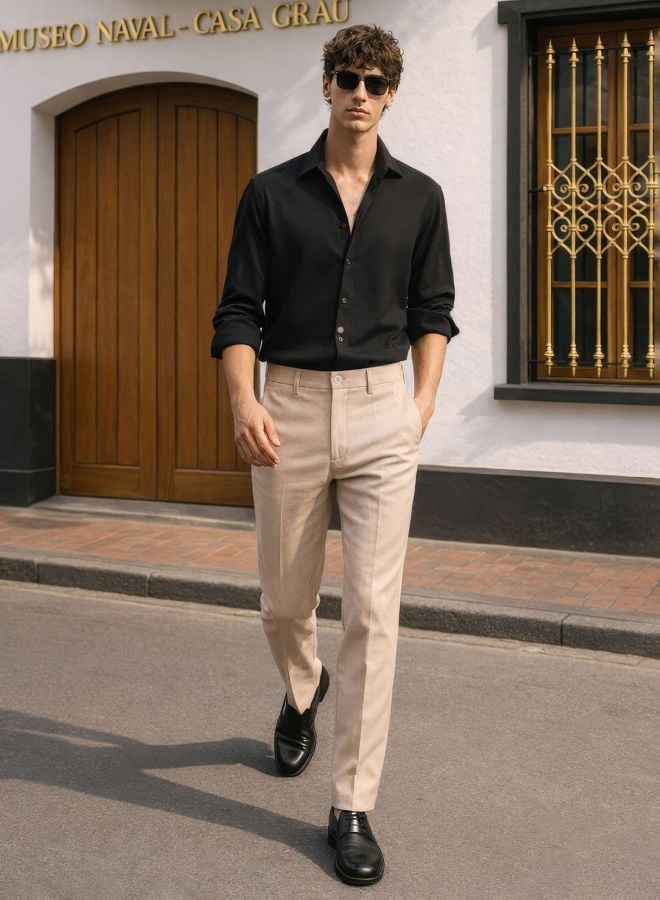 Men Slim Fit Solid Chinos