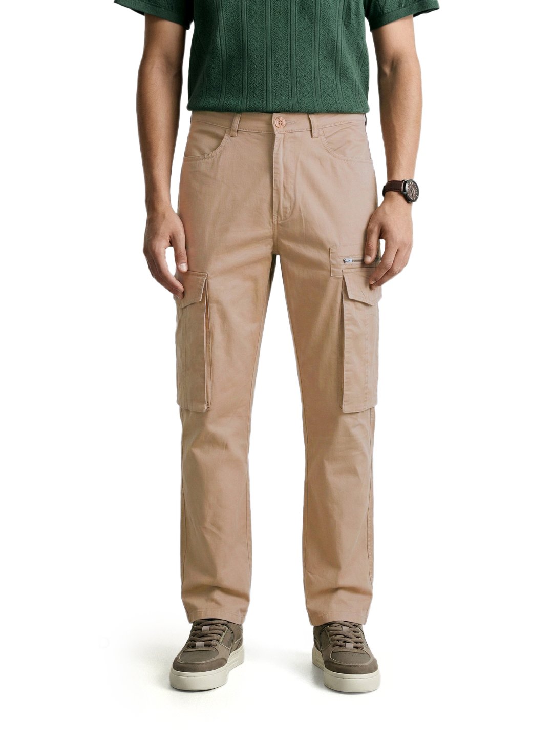 Men Relaxed Fit Solid Cargo