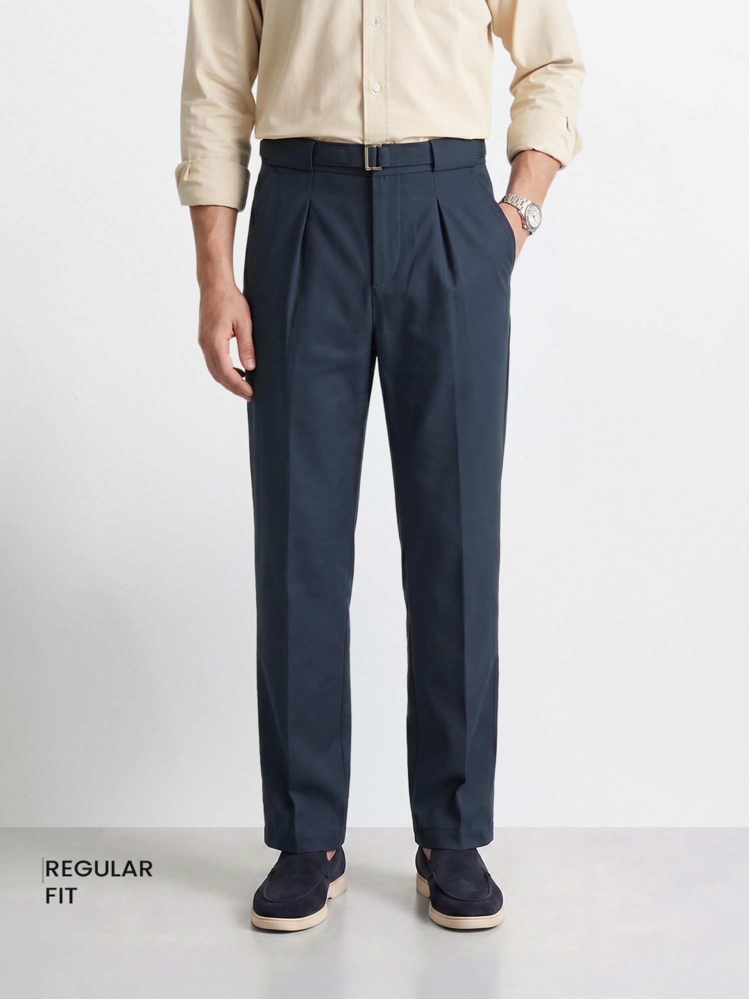 Men Regular Fit Solid Trousers