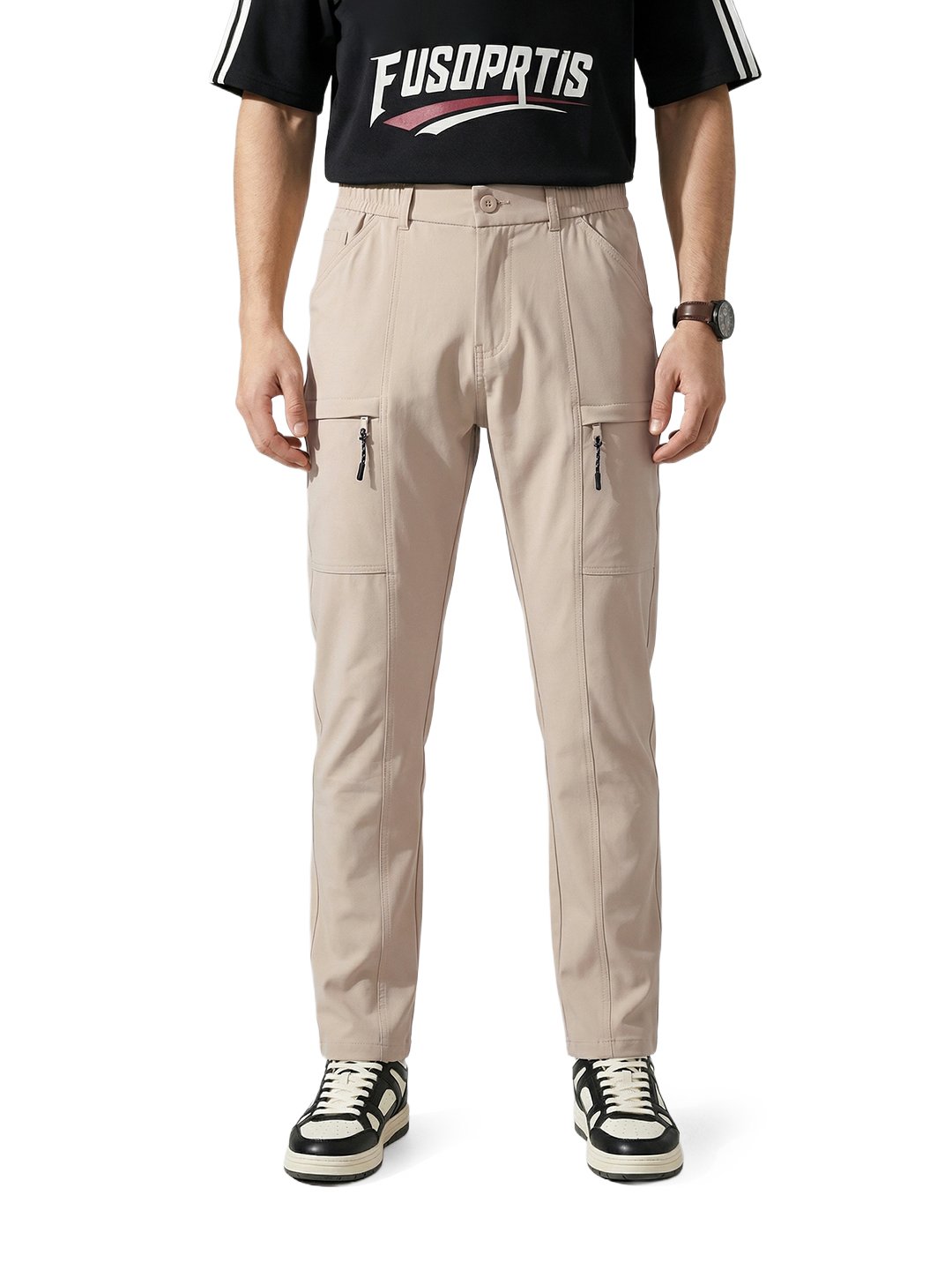 Men Slim Fit Solid Cargo