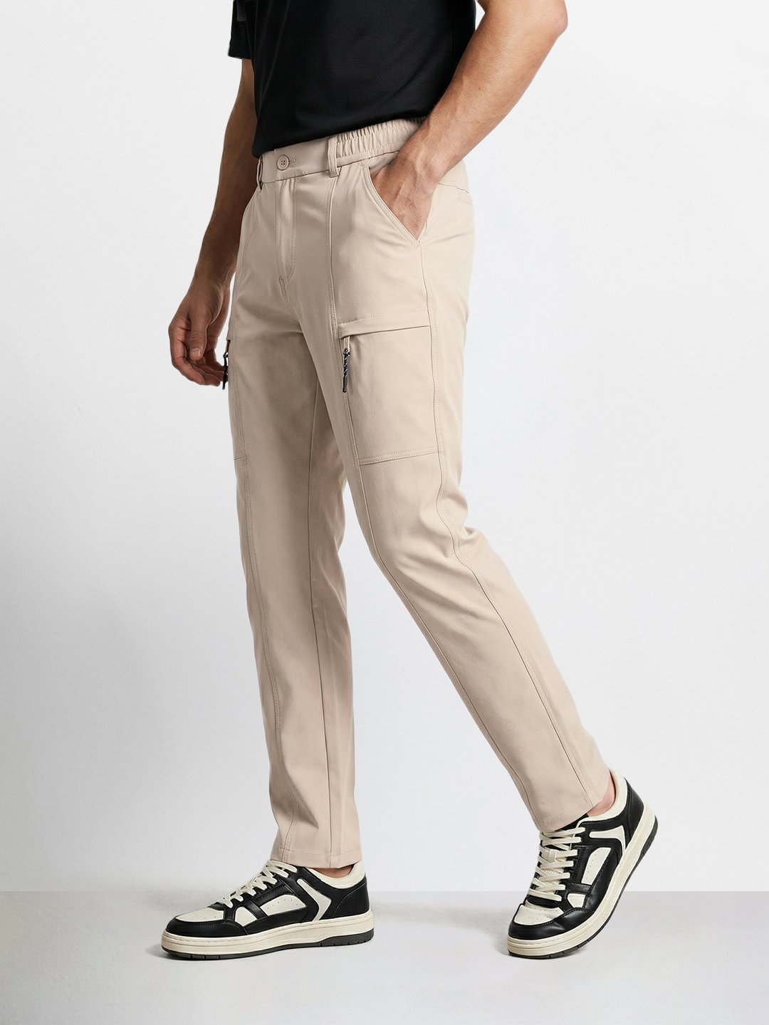Men Slim Fit Solid Cargo