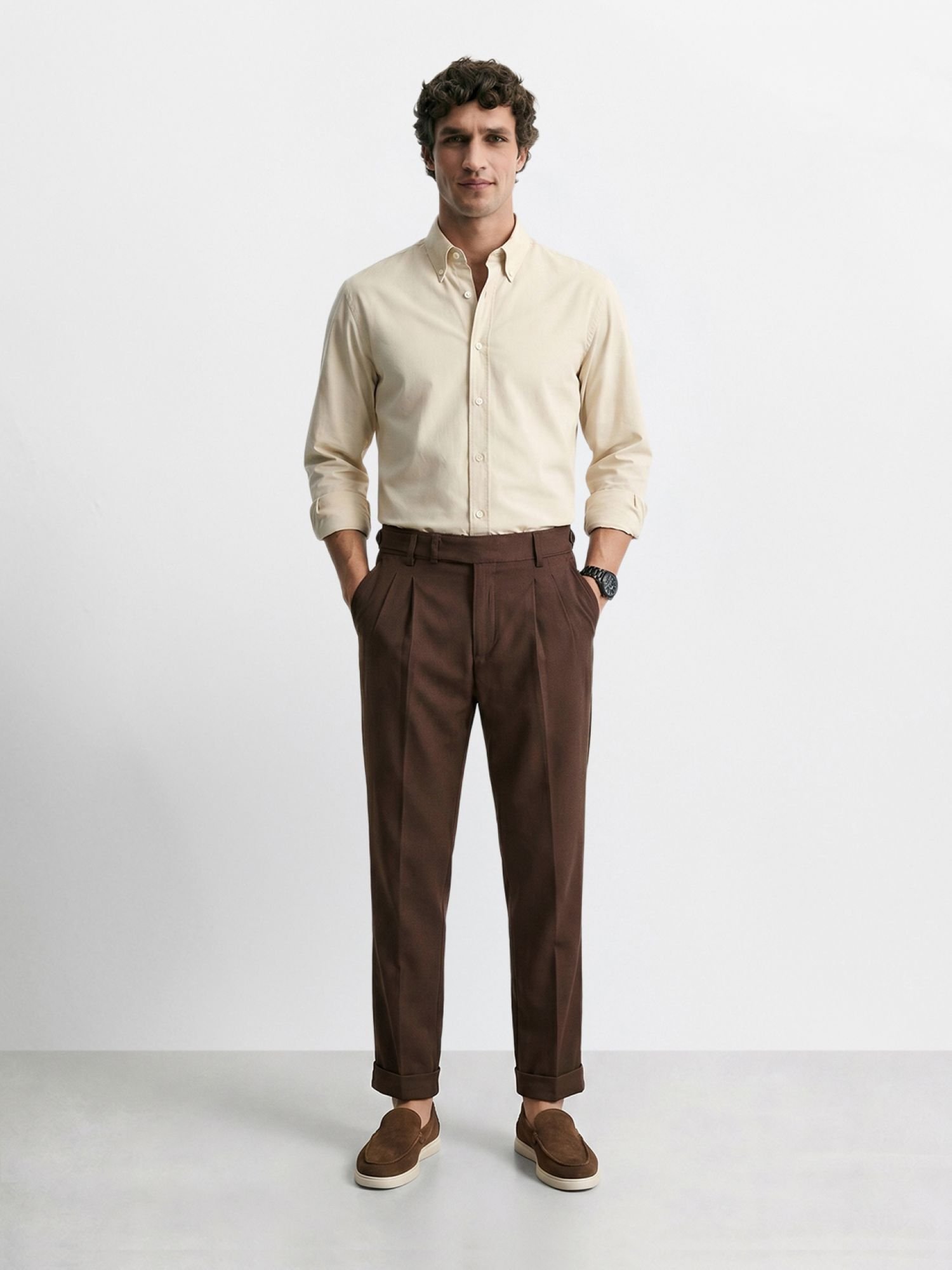 Men Relaxed Fit Solid Trousers