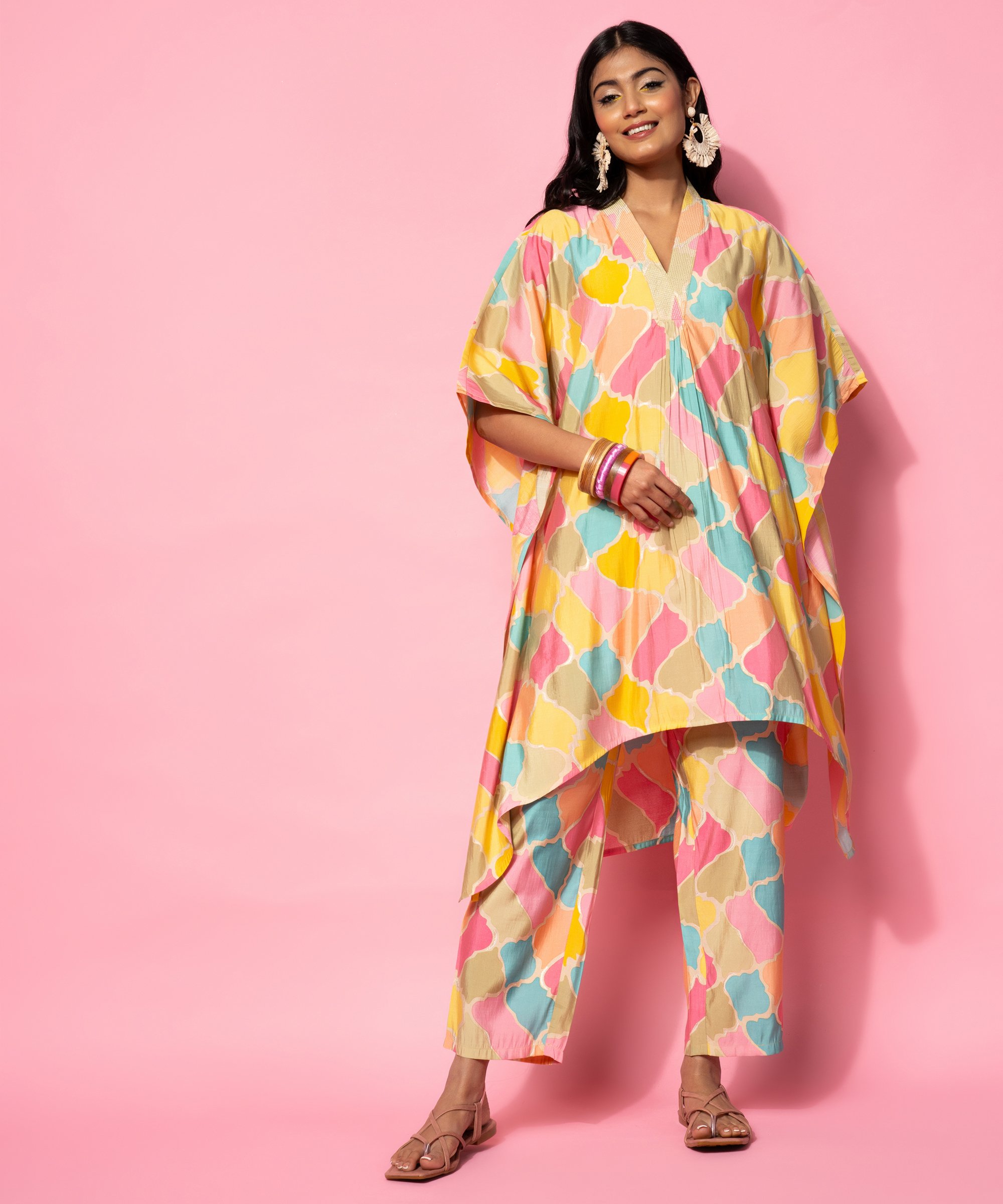Multi Printed Silk Blend Co-Ords