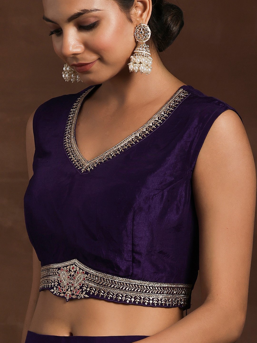Purple Embroidered Silk Blend Co-Ords