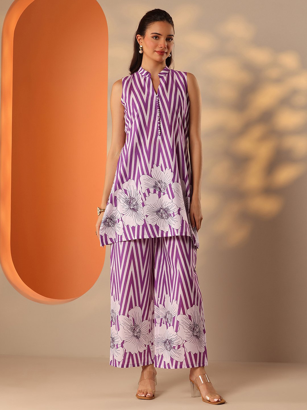 Purple Printed Cotton Co-Ords