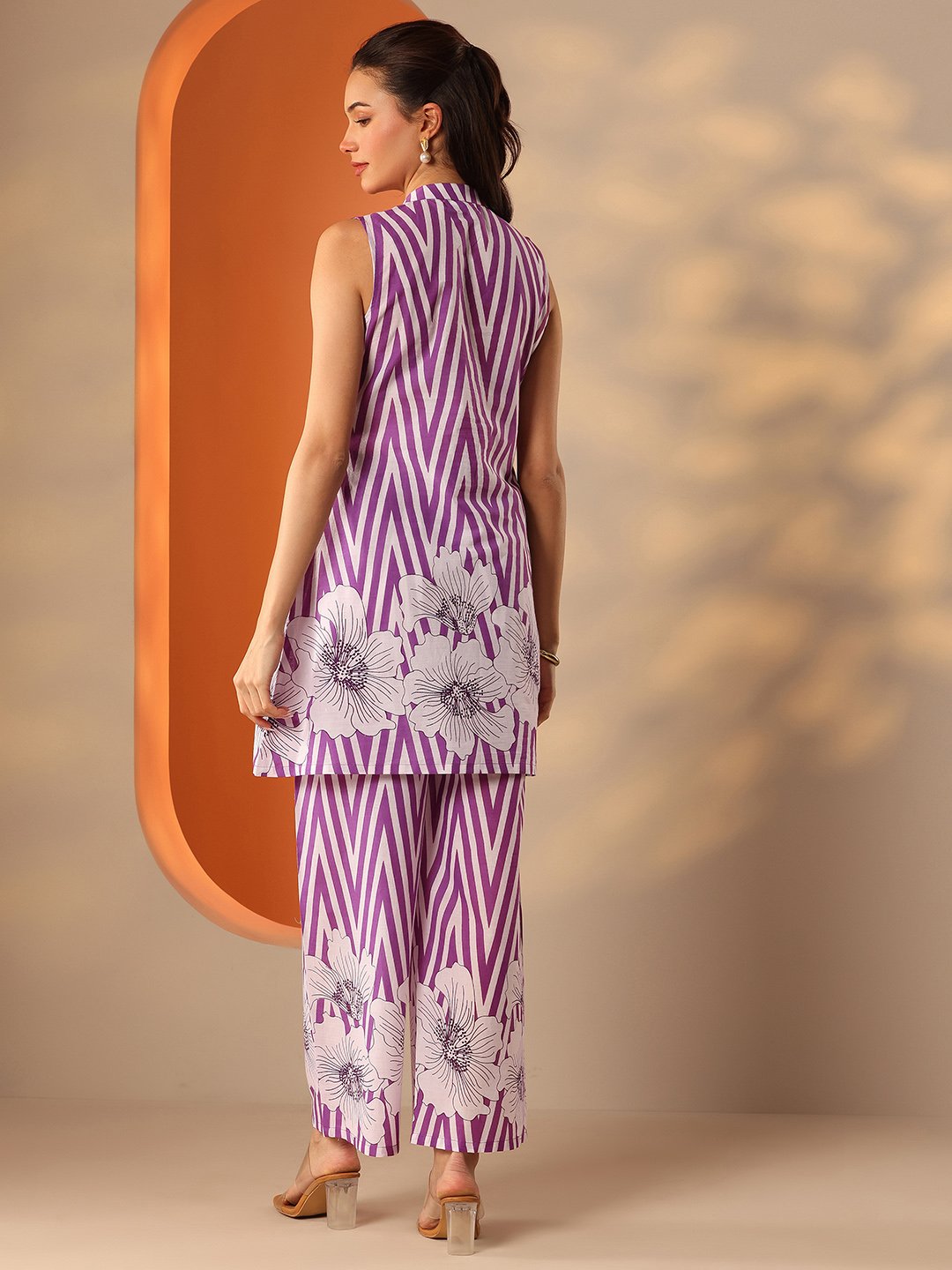 Purple Printed Cotton Co-Ords