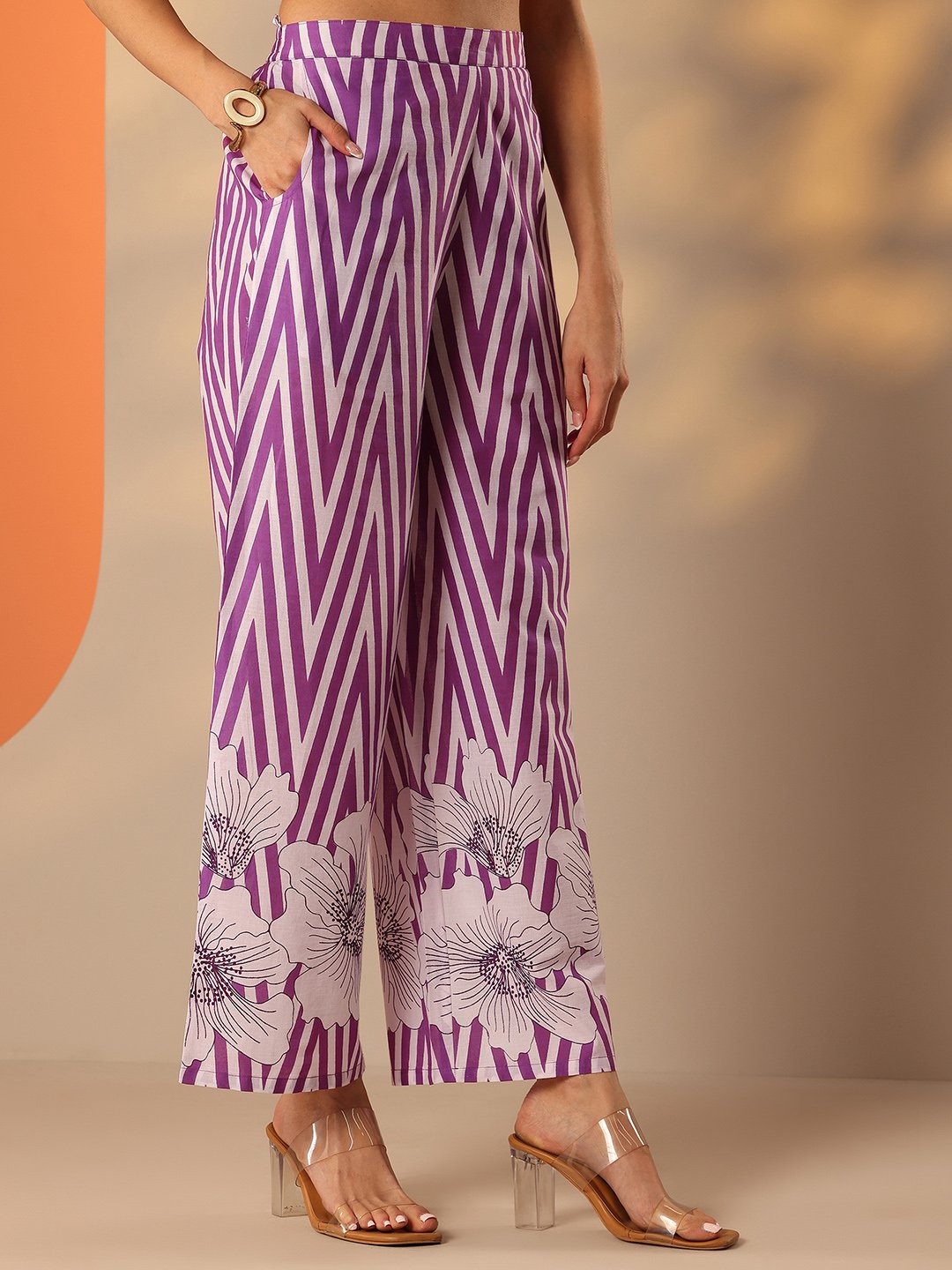 Purple Printed Cotton Co-Ords