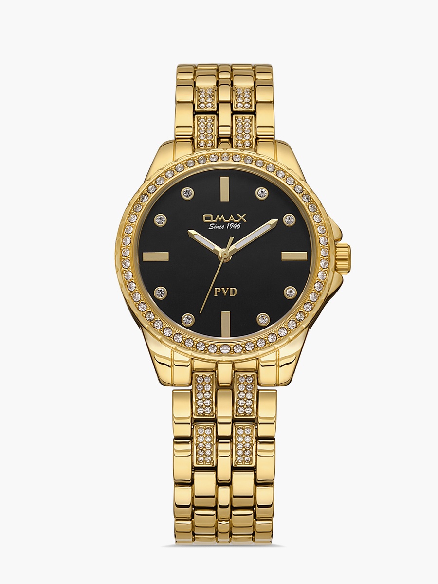 Women Black Dial Analog Watch with Gold Strap - 00JSS014Q002 - 32 MM