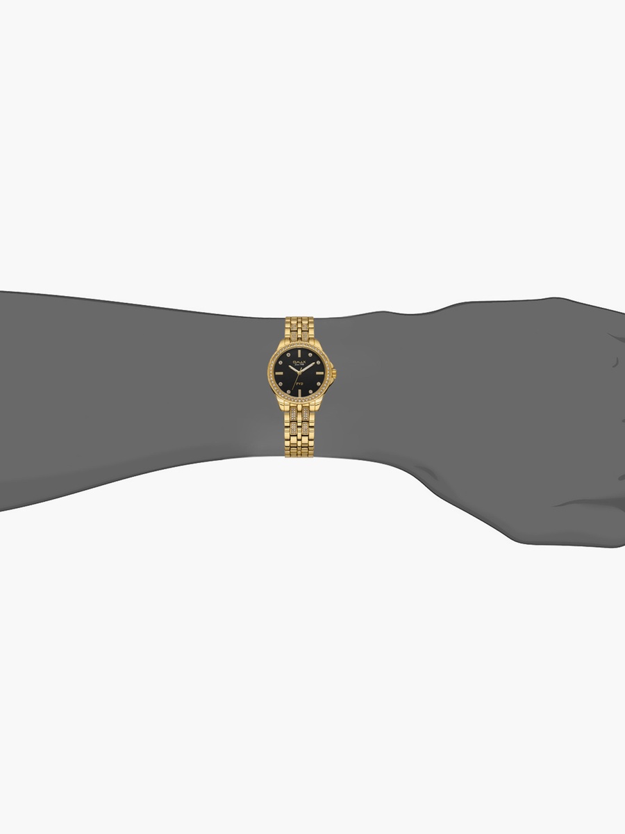 Women Black Dial Analog Watch with Gold Strap - 00JSS014Q002 - 32 MM