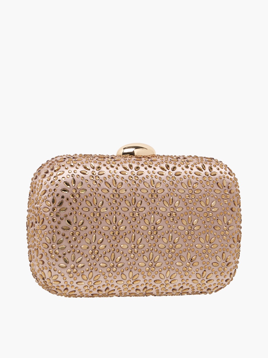 Embellished Clutch with Detachable Chain Strap