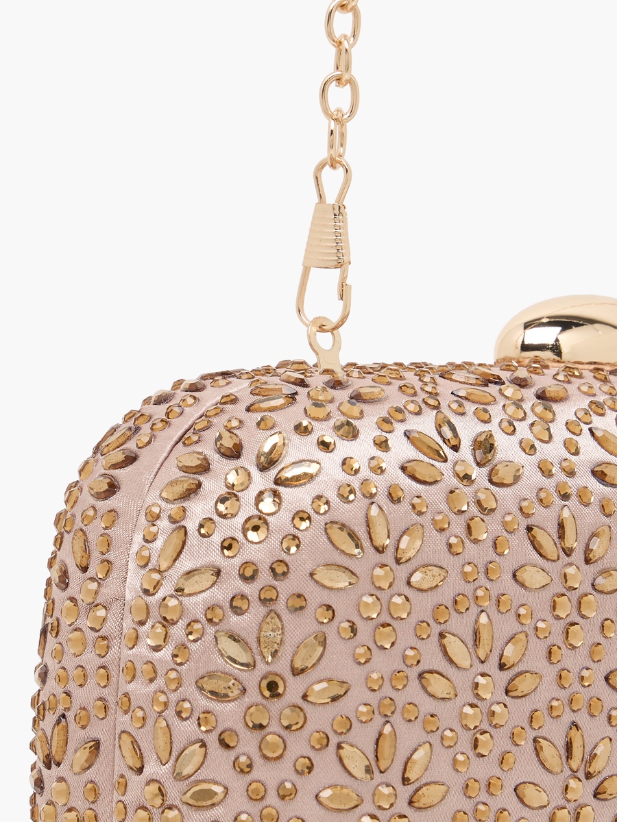 Embellished Clutch with Detachable Chain Strap