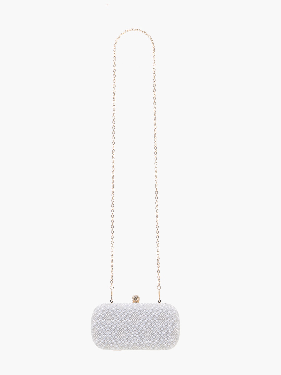 Embellished Clutch with Detachable Chain Strap