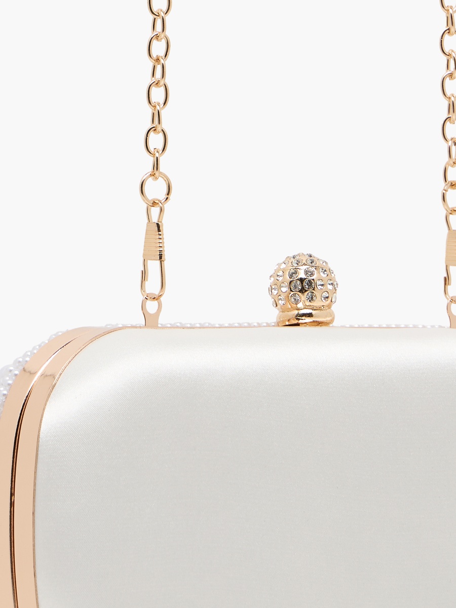 Embellished Clutch with Detachable Chain Strap