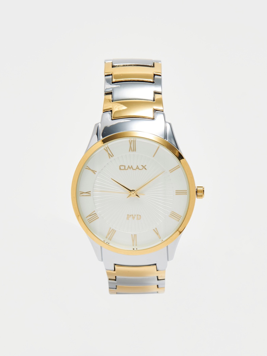 Men Silver and Gold Stainless Steel Strap Analog Wrist Watch - 00NSC001N008 - 42 MM