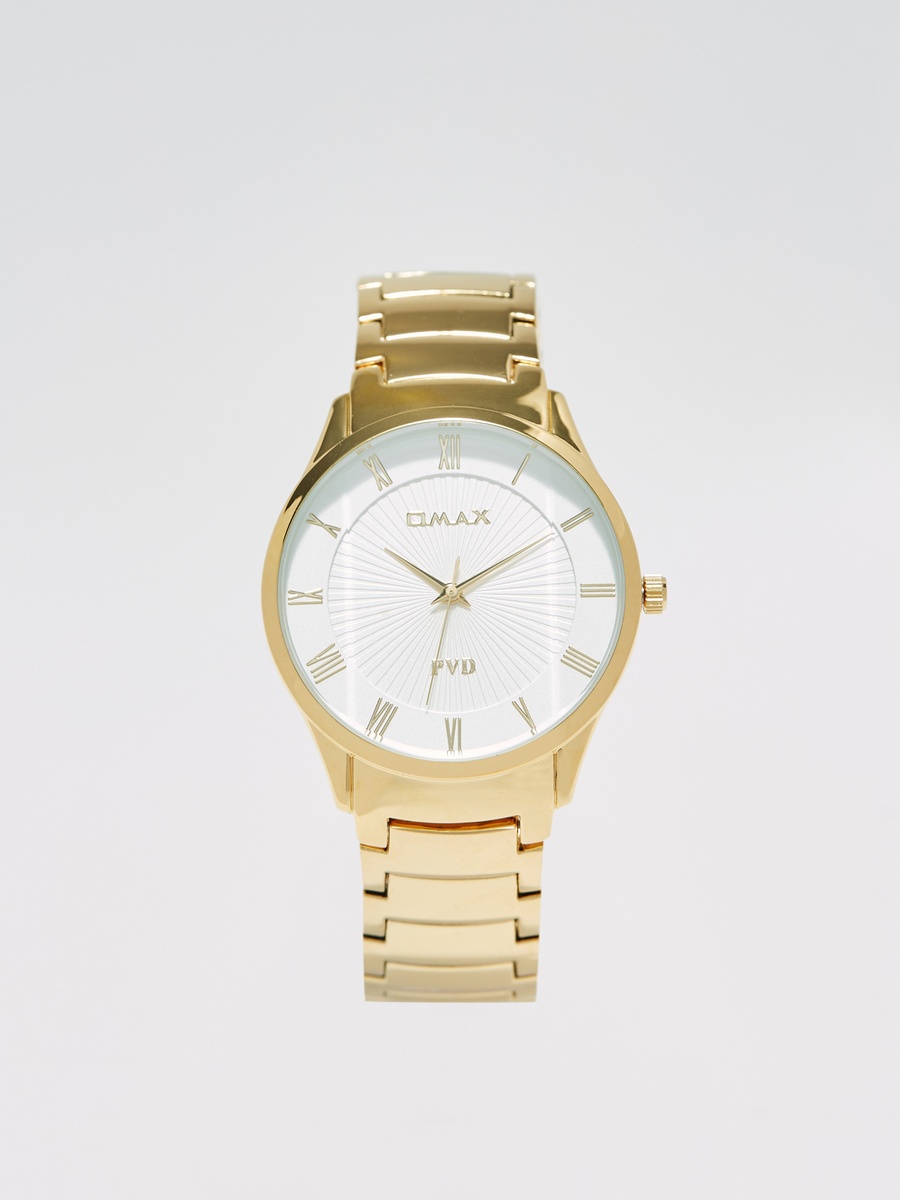 Men Gold Stainless Steel Strap Analog Wrist Watch - 00NSC001Q008