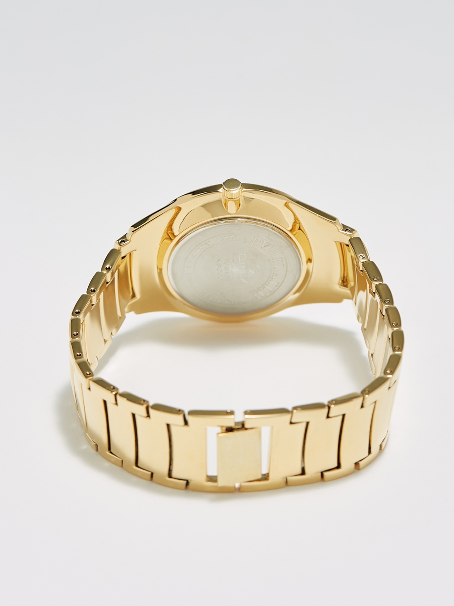 Men Gold Stainless Steel Strap Analog Wrist Watch - 00NSC001Q008