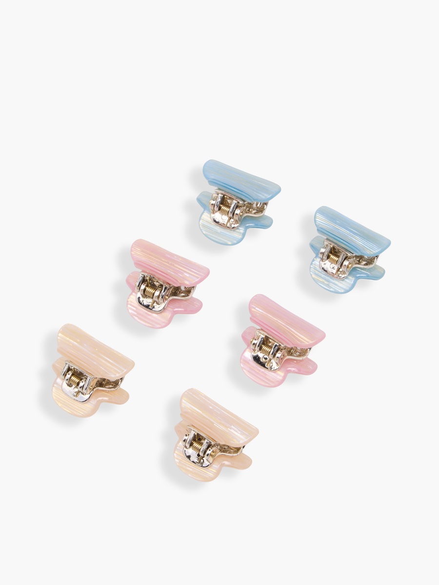 Pack of 6 Curved Hair Clamps with Marble Print