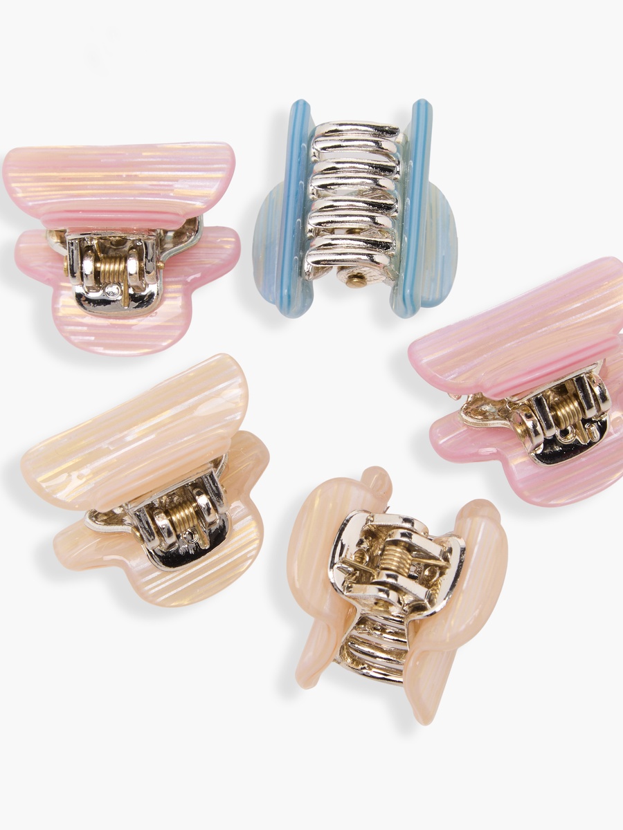 Pack of 6 Curved Hair Clamps with Marble Print