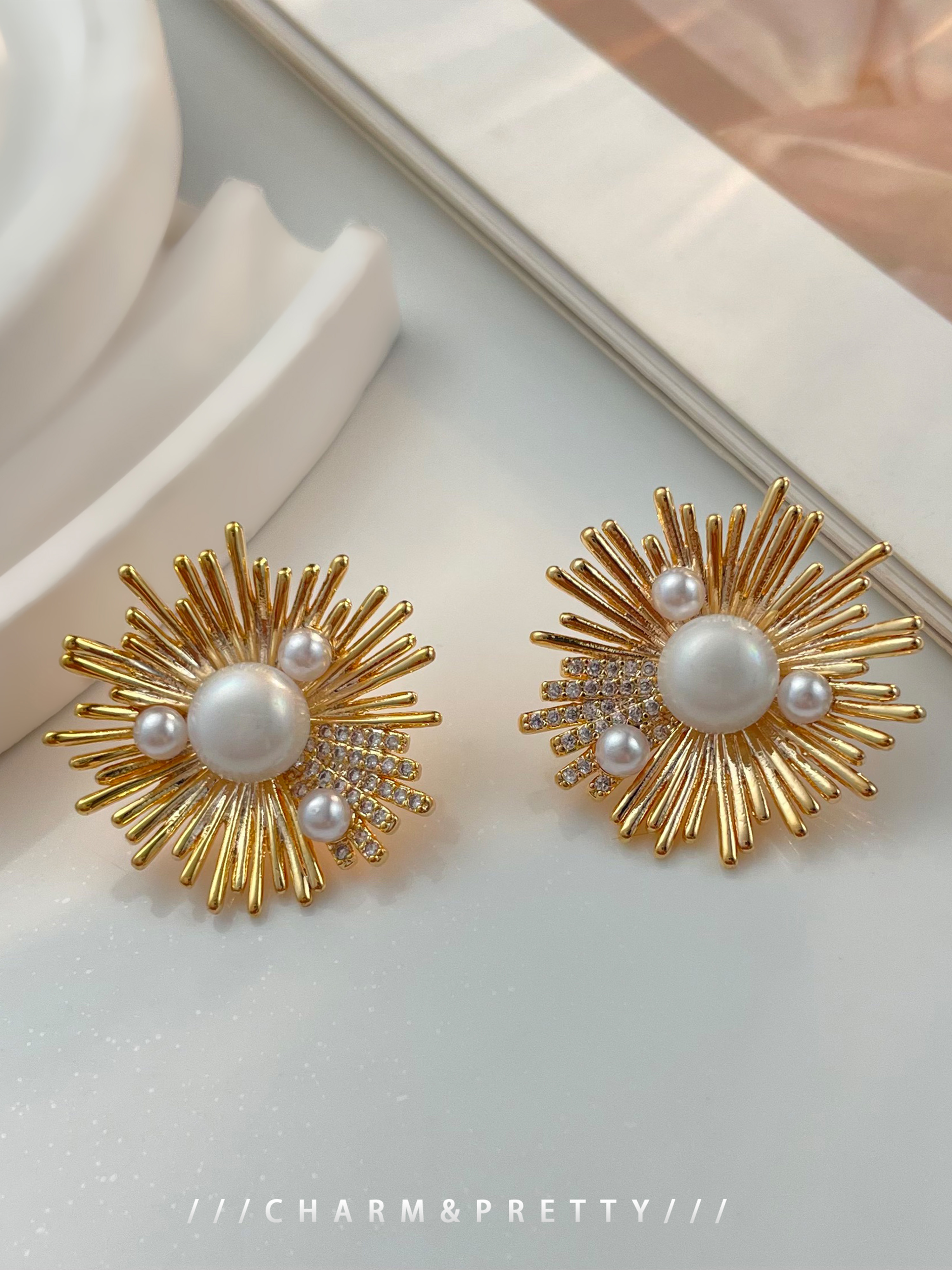 Faux Pearl Stud Earrings