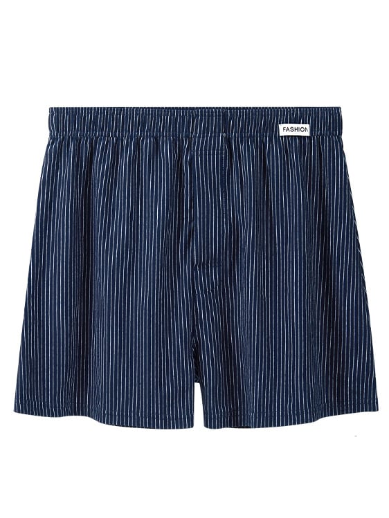 Men Blue Striped Cotton Boxers