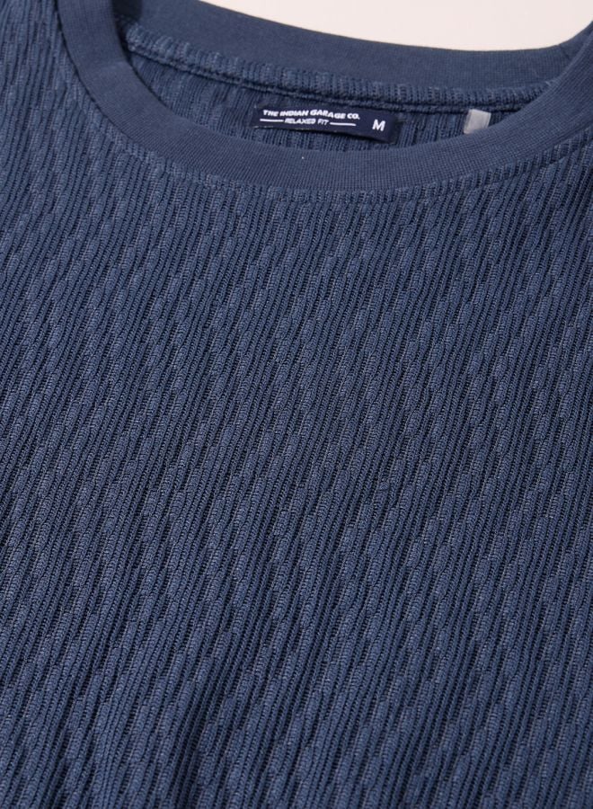 Men Relaxed Fit Textured Crew Neck T-Shirt