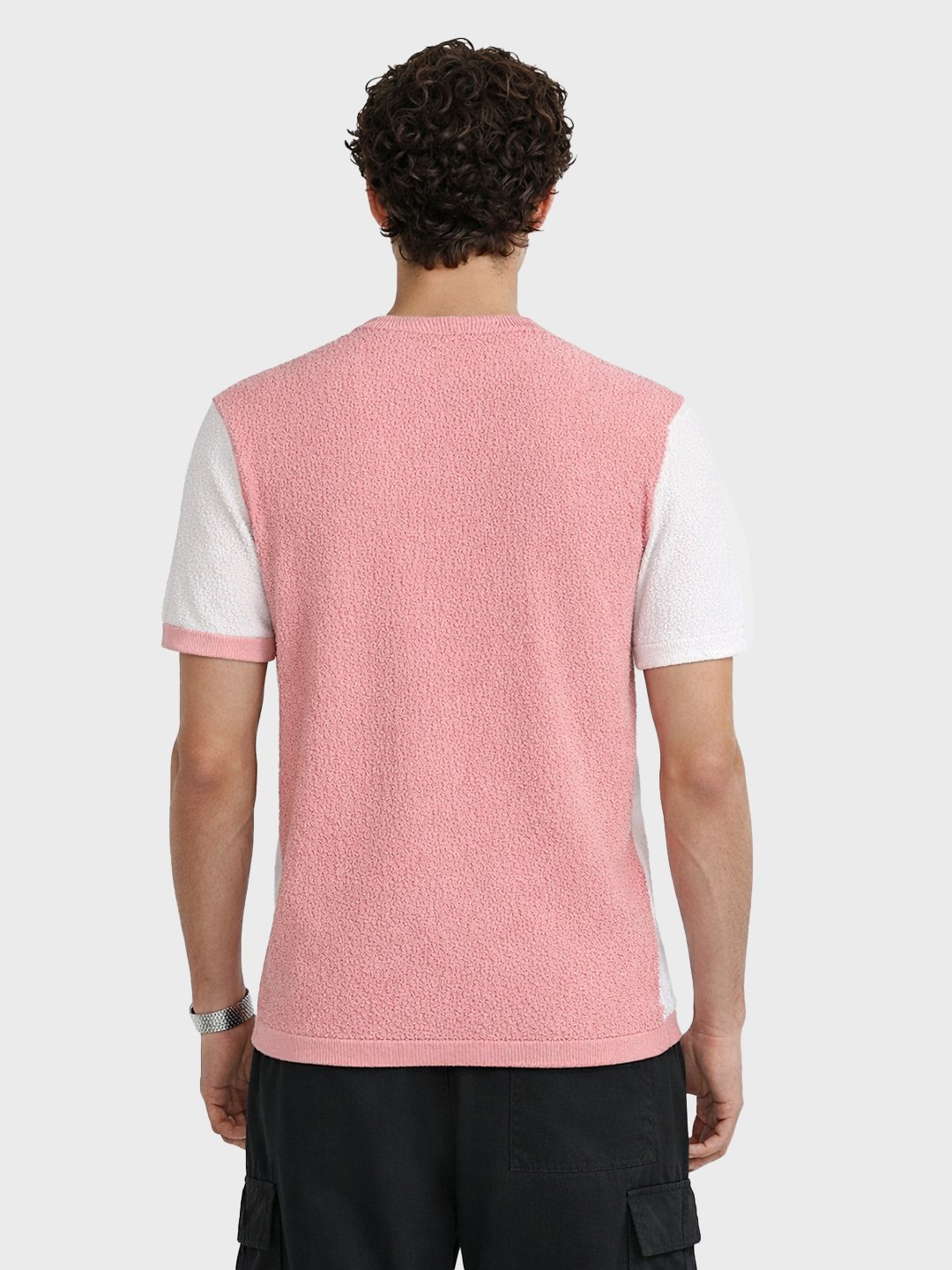 Men Slim Fit Color Block Crew Neck T-Shirt