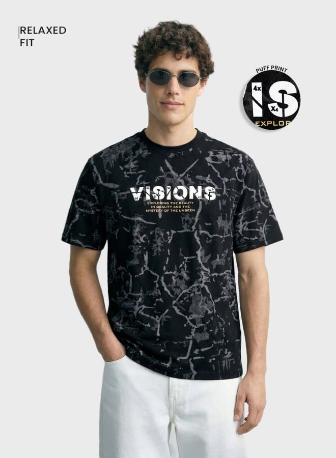 Men Relaxed Fit Printed Crew Neck T-Shirt
