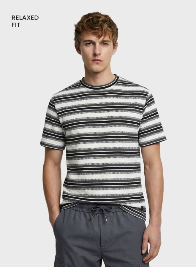 Men Relaxed Fit Striped Crew Neck T-Shirt