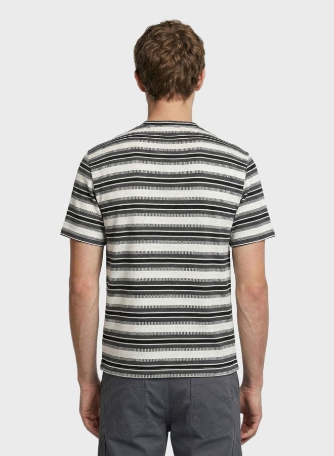 Men Relaxed Fit Striped Crew Neck T-Shirt