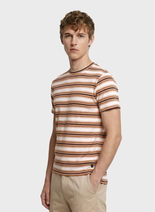 Men Relaxed Fit Striped Crew Neck T-Shirt