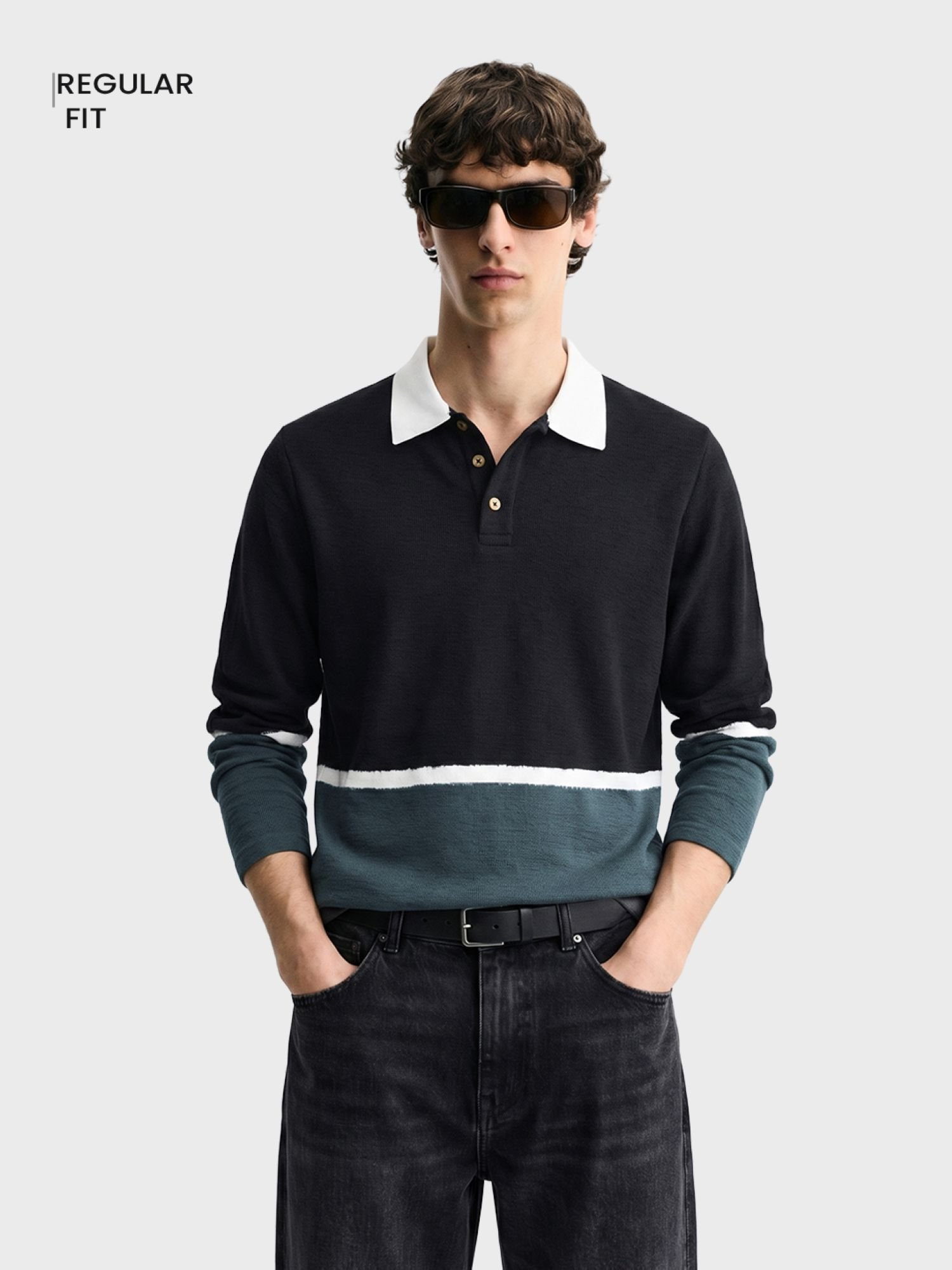 Men Regular Fit Striped Polo T-Shirt