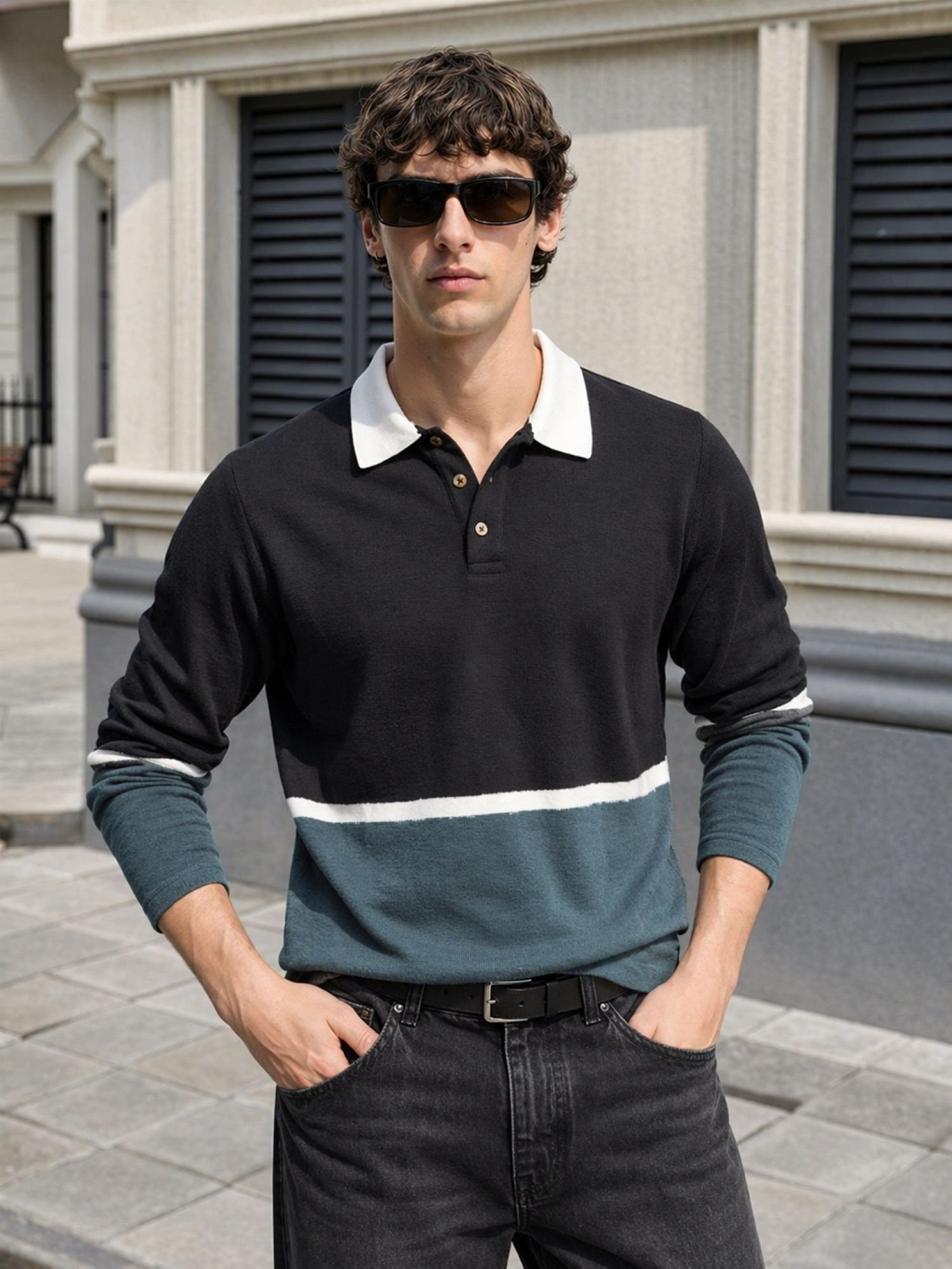 Men Regular Fit Striped Polo T-Shirt