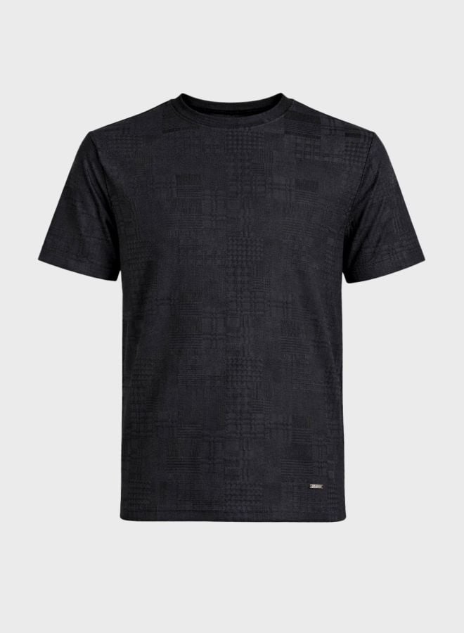 Men Slim Fit Textured Crew Neck T-Shirt
