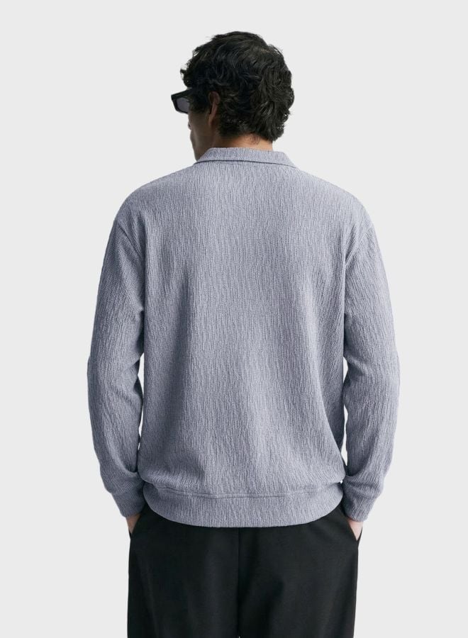 Men Oversized Textured Polo T-Shirt