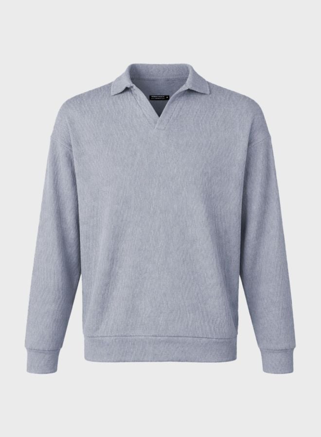 Men Oversized Textured Polo T-Shirt