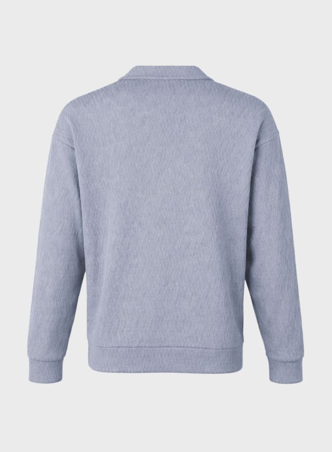 Men Oversized Textured Polo T-Shirt