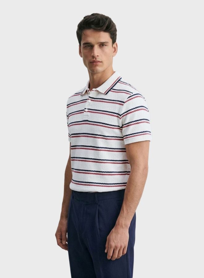 Men Regular Fit Striped Polo T-Shirt