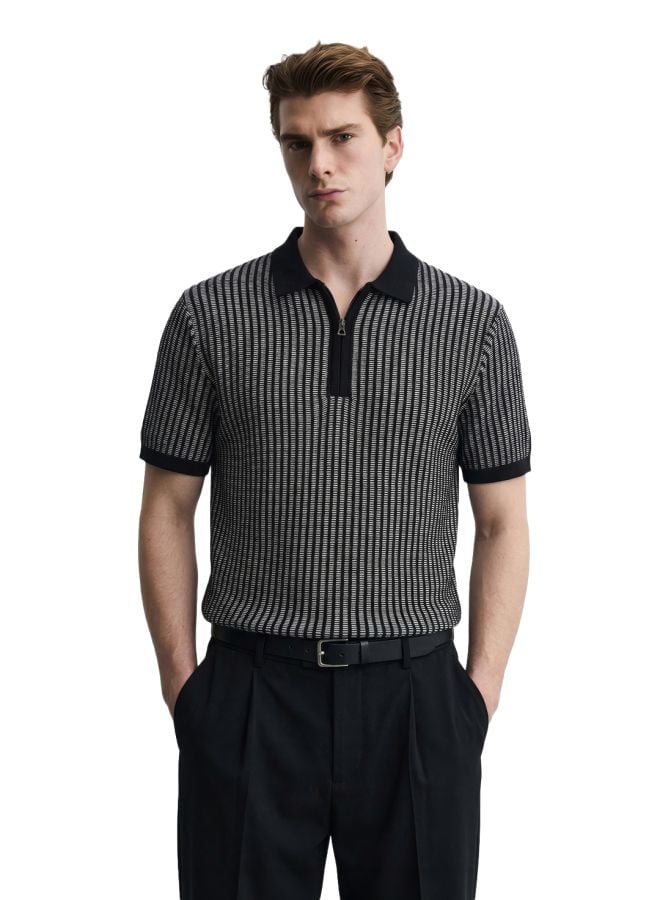 Men Slim Fit Striped Polo T-Shirt