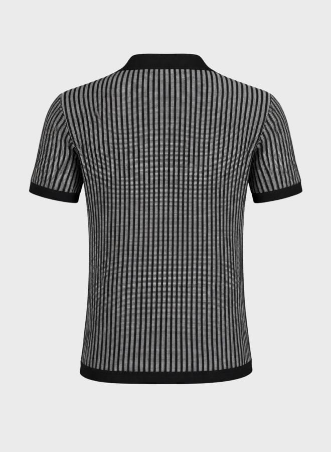 Men Slim Fit Striped Polo T-Shirt
